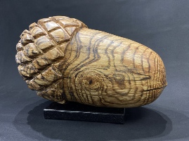 Acorn woodcarving from spalted oak